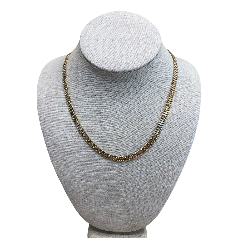 925 Italy Star Sterling Vermeil Herringbone Chain Choker Necklace